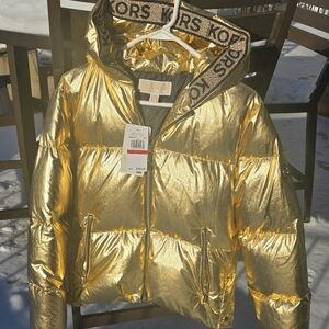 Michael Kors Metallic Gold Puffer Jacket
